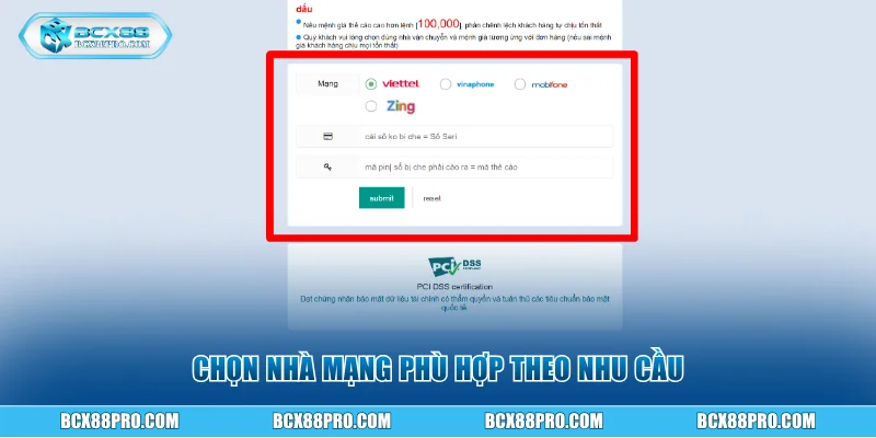 Hướng Dẫn Nạp Tiền BCX88 Để Có Vốn Tham Gia Cá Cược 13 Chọn nhà mạng phù hợp theo nhu cầu